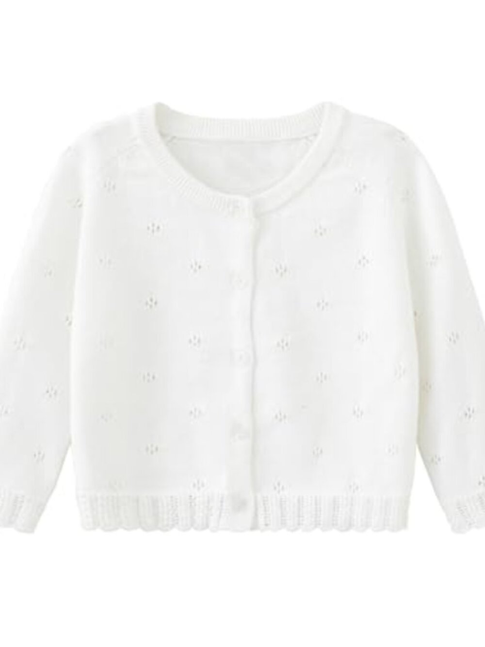 Cotton Knit Cardigan Sweater Baby Girls Infant Toddler Button Up Lace Trim